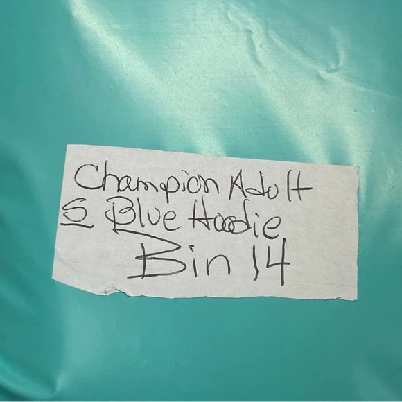 Champion Spellout Hoodie Adult Small Blue Sweatshirt Pullover‎ Unisex Athletic - Picture 9 of 9